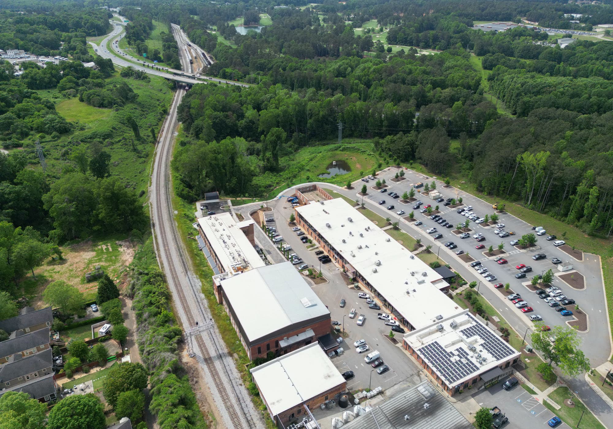 aerial photo of a completed Watertight Roofing project in Athens, GA